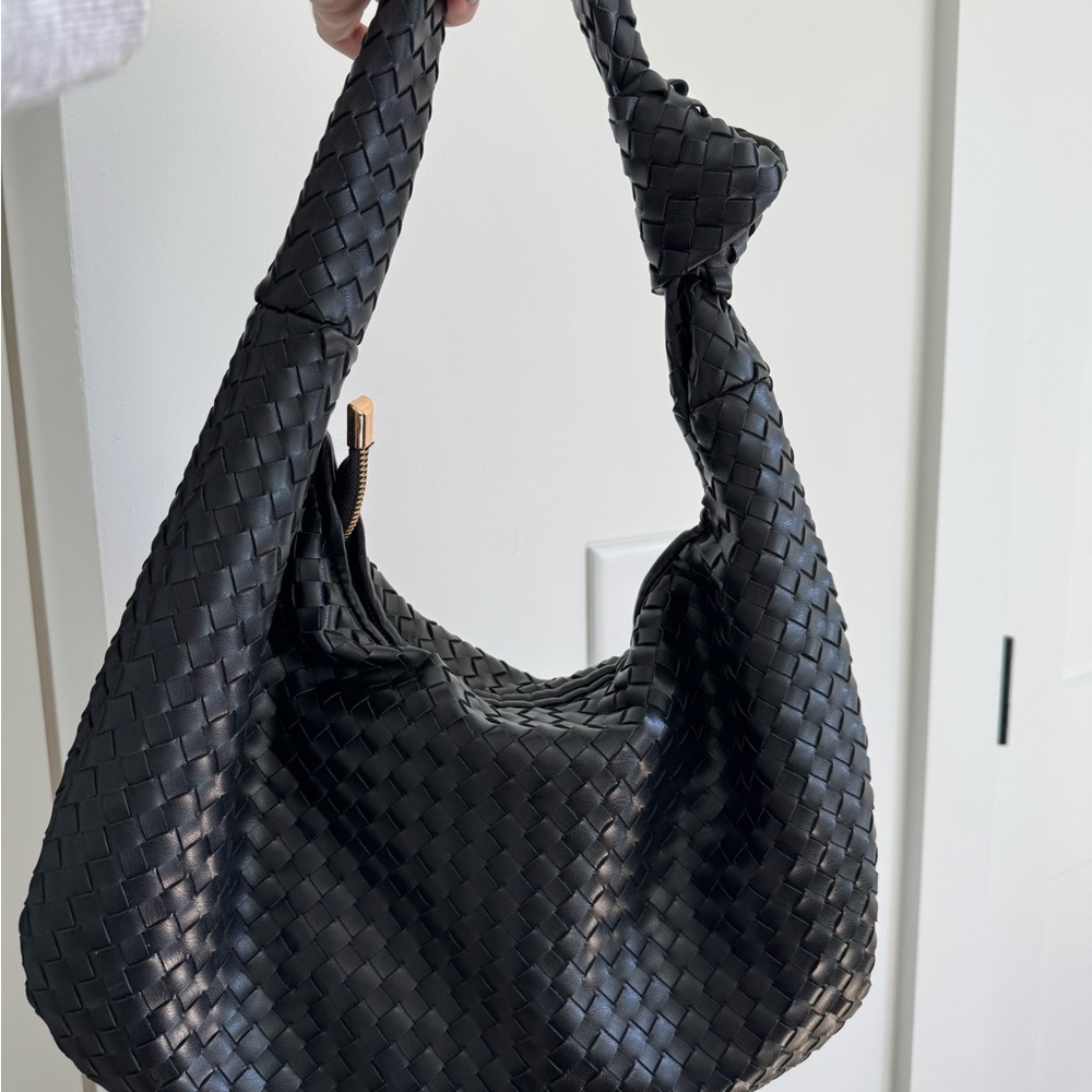 Anthropologie Black Woven Hobo Bag